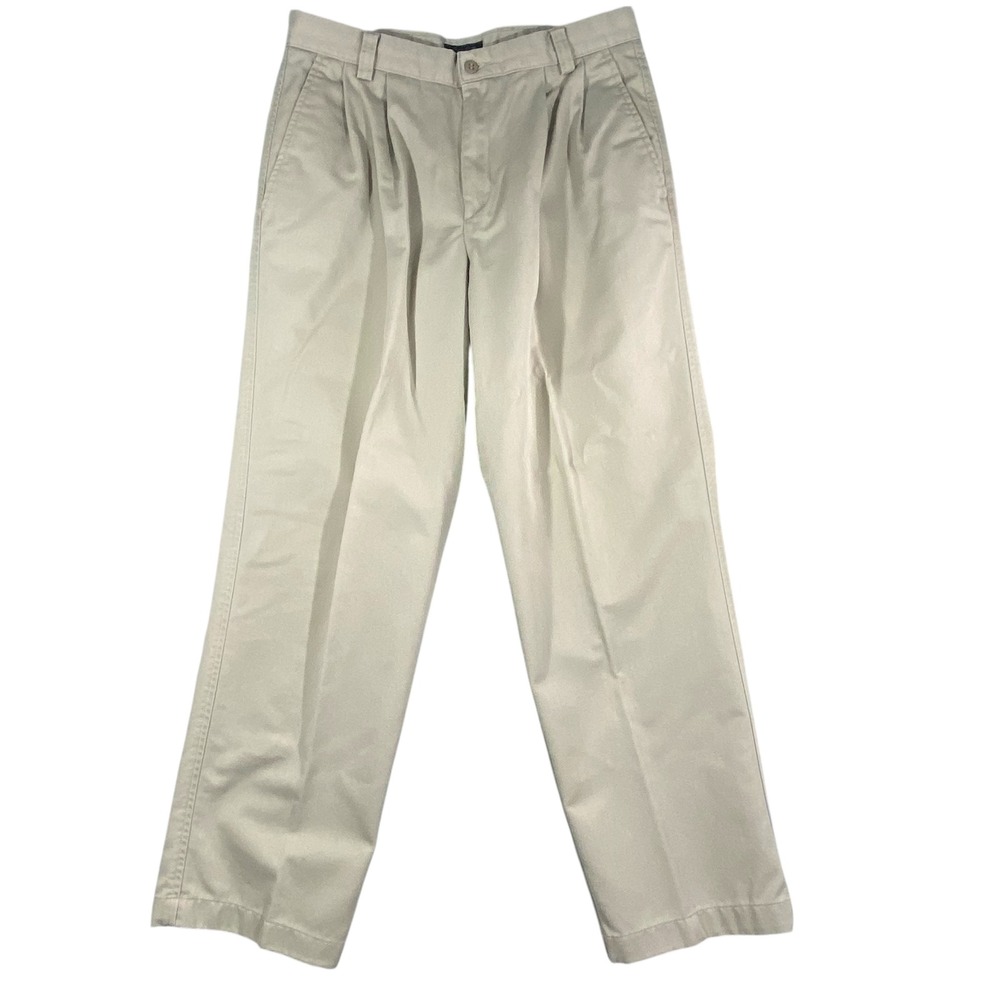 Dockers Mens Pleated Front Chino Pants Khaki Tan Cotton 33x30‎ (Fits 32x29)